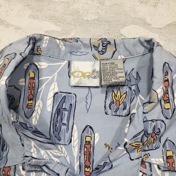 Ocean Pacific Sport Hawaiian‎ Shirt Mens Medium Blue Short Sleeve Button Aloha - Picture 3 of 10